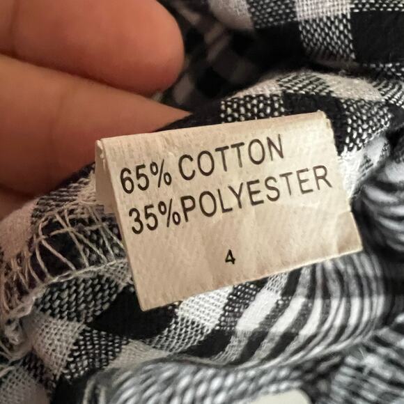 Black Gingham Top, Vintage Y2K 2000s Indie Sleaze Soft Grunge Small - Picture 5 of 7